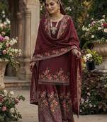 maroon silk festive kurta set