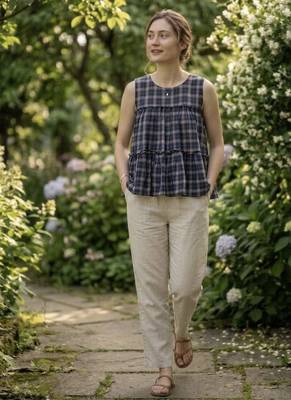 navy-blue linen festive top and bottom 1