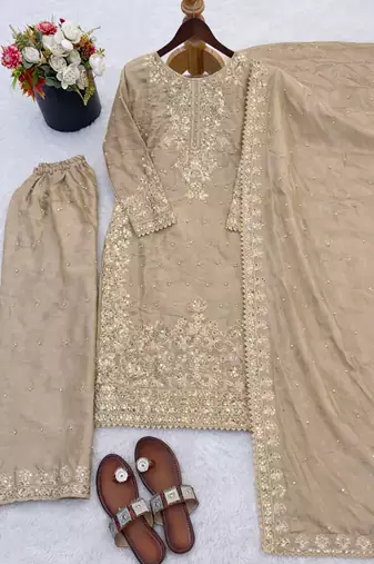 cream silk festive kurta set