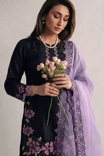black roman silk festive kurta set