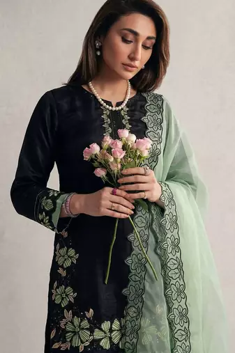 black roman silk festive kurta set
