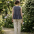 navy-blue linen festive top and bottom