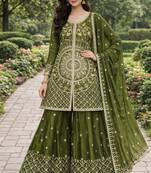 mehendi chinon festive kurta set