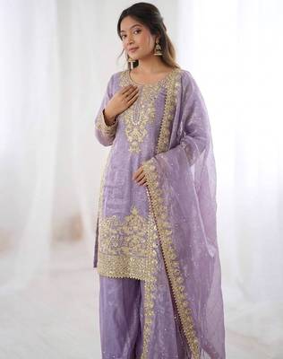 lavender silk festive kurta set 3