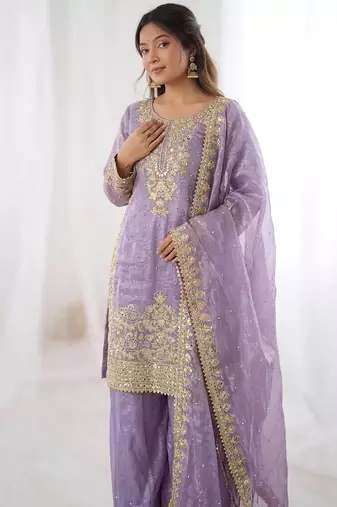 lavender silk festive kurta set