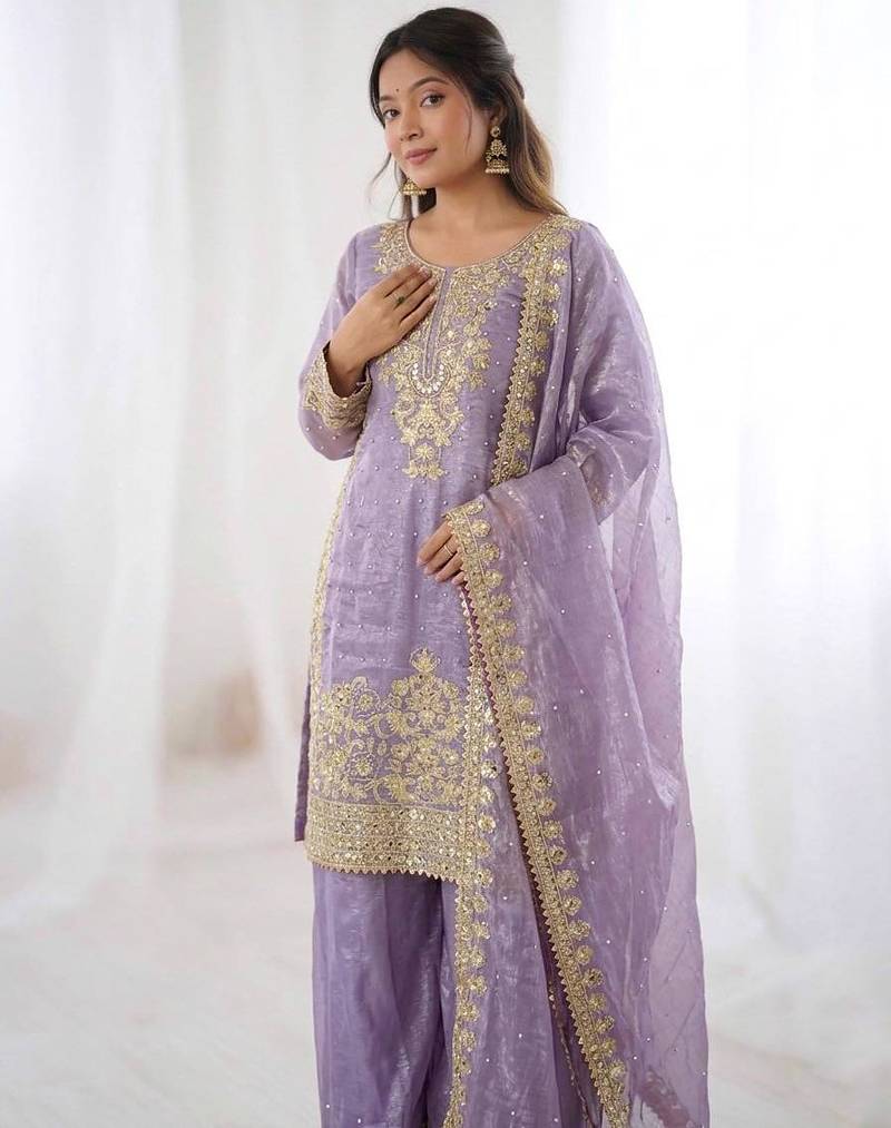 lavender silk festive kurta set