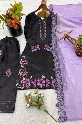 black roman silk festive kurta set