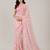Cream color all over floral printed with premium lace border gorgette saree with unstitched blouse