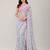 Sky Blue color all over floral printed with premium lace border gorgette saree with unstitched blouse