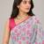 Sky Blue color all over floral printed with premium lace border gorgette saree with unstitched blouse