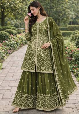 mehendi chinon festive kurta set 2