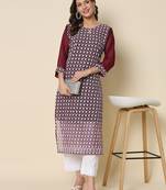 purple georgette festive wear long kurti