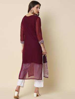 purple georgette festive wear long kurti 3