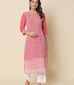 pink georgette festive wear long kurti