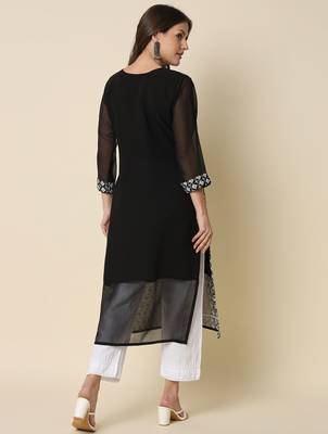 black georgette festive wear long kurti 3