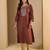 brown silk blend festive wear long kurti