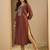 brown silk blend festive wear long kurti