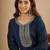 navy-blue silk blend festive wear long kurti
