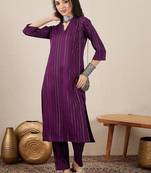 purple cotton silk festive top and bottom