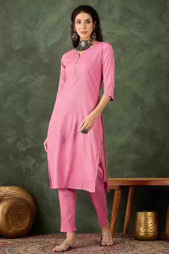 pink cotton silk festive top and bottom