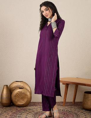 purple cotton silk festive top and bottom 2