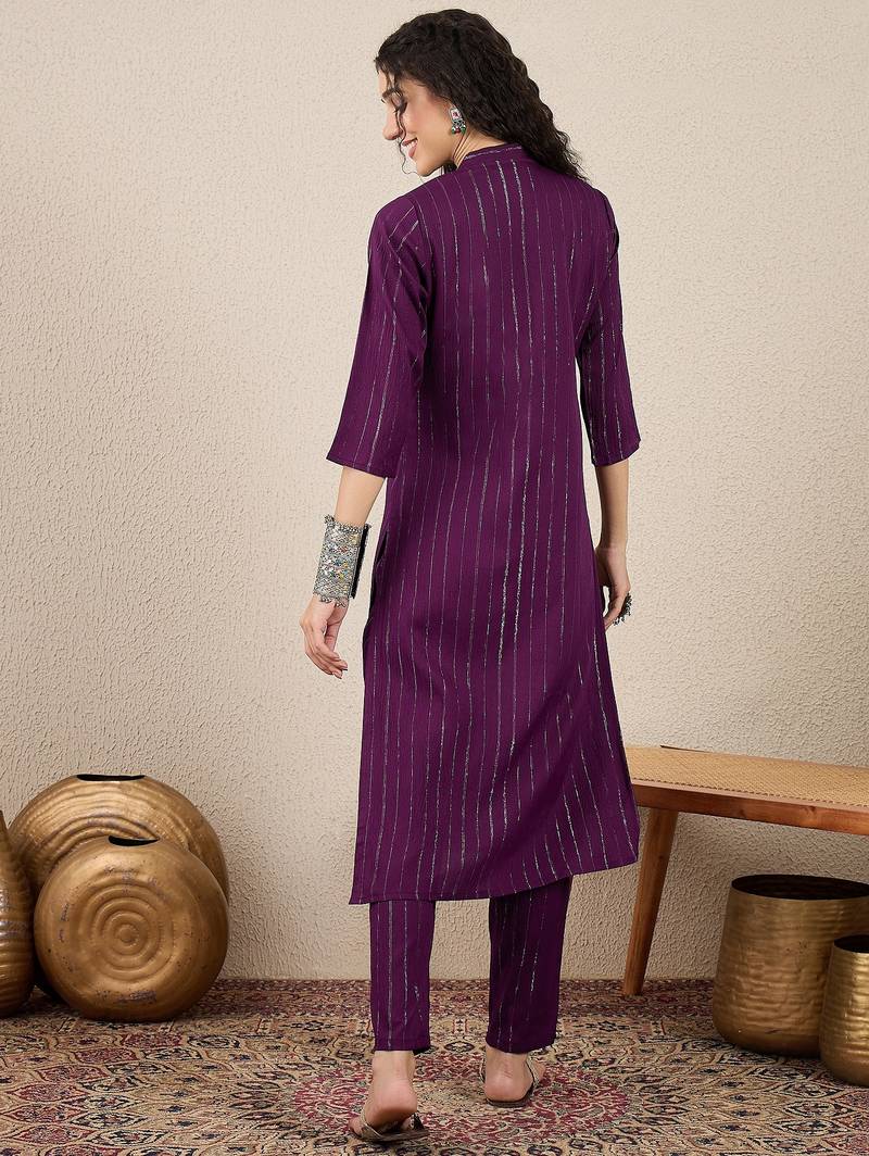 purple cotton silk festive top and bottom
