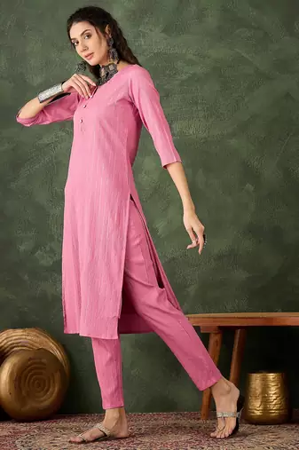 pink cotton silk festive top and bottom
