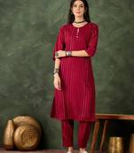 maroon cotton silk festive top and bottom