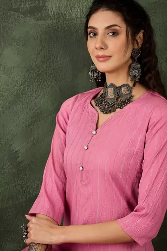 pink cotton silk festive top and bottom