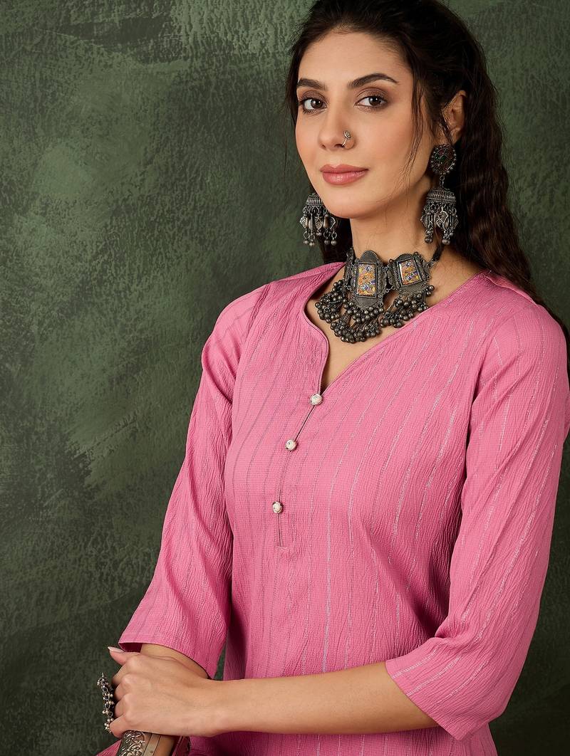 pink cotton silk festive top and bottom