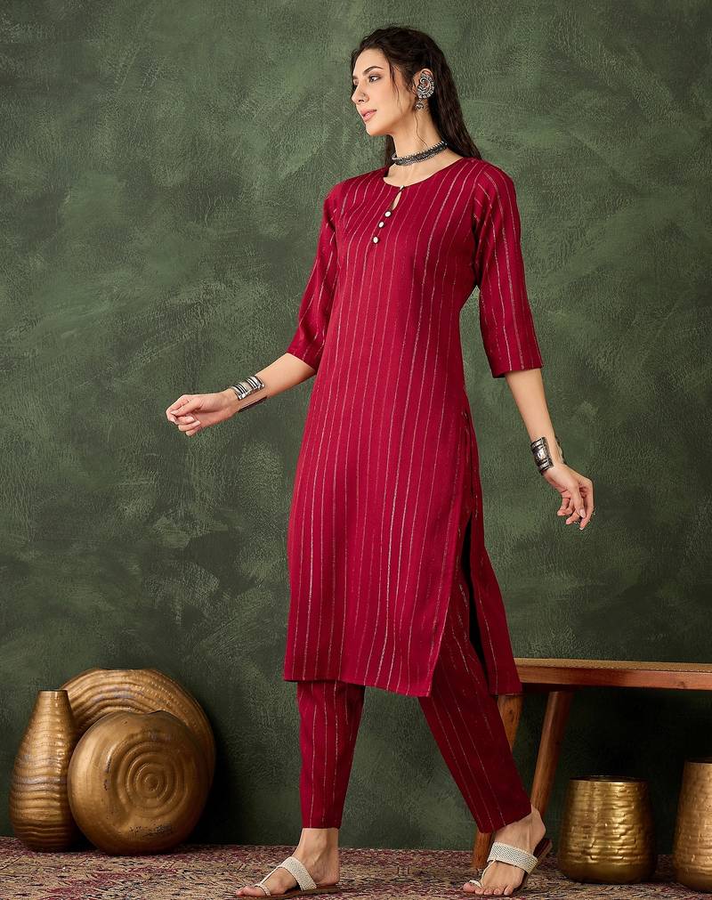 maroon cotton silk festive top and bottom