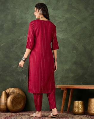 maroon cotton silk festive top and bottom 3