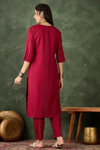 maroon cotton silk festive top and bottom