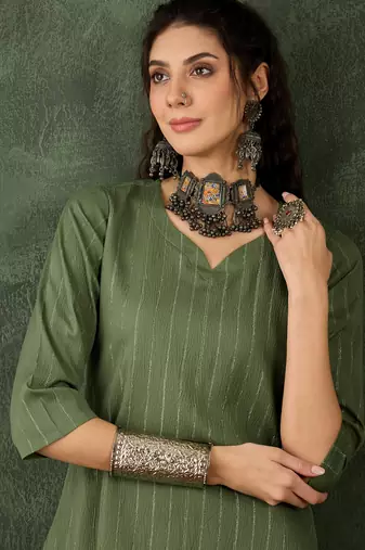 mehendi cotton silk festive top and bottom