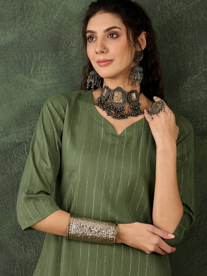 mehendi cotton silk festive top and bottom