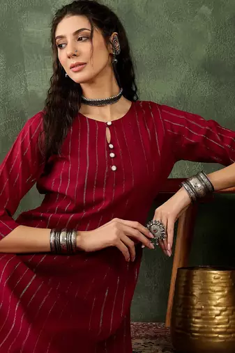 maroon cotton silk festive top and bottom