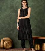black cotton silk festive top and bottom