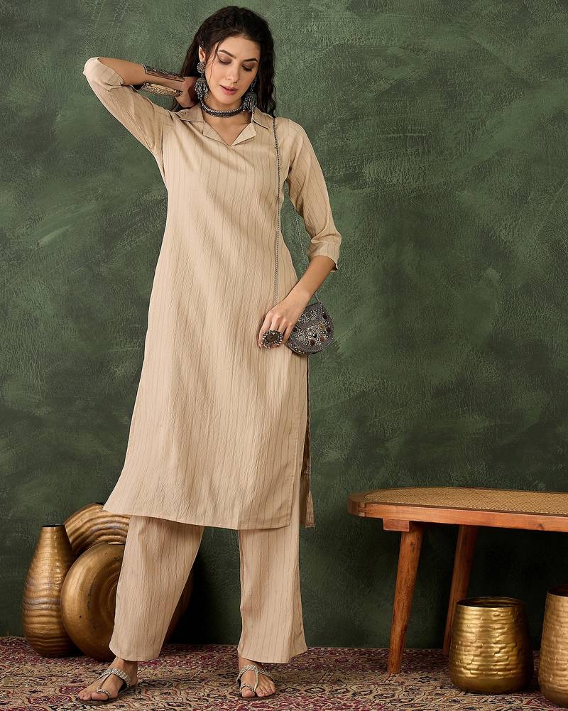 cream cotton silk festive top and bottom