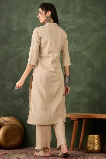 cream cotton silk festive top and bottom