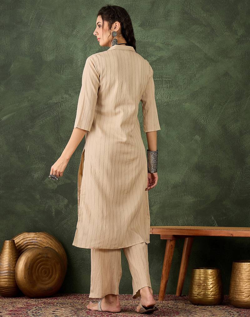 cream cotton silk festive top and bottom