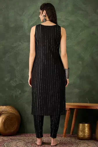 black cotton silk festive top and bottom