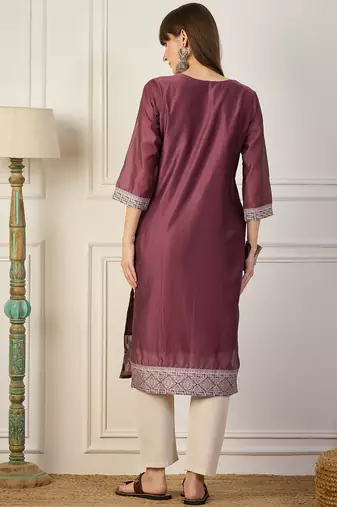 lavender cotton silk festive wear long kurti