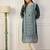 teal cotton silk festive wear long kurti