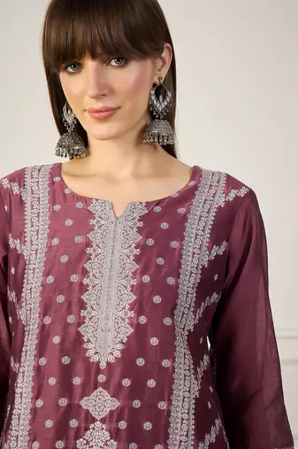 lavender cotton silk festive wear long kurti
