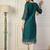 teal cotton silk festive wear long kurti