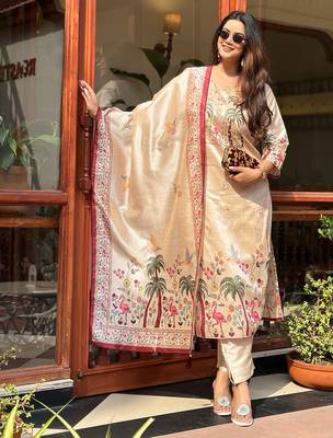cream assam silk festive kurta set 1
