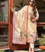 cream assam silk festive kurta set