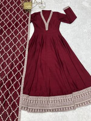 maroon festive wear anarkali 4