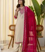 cream silk blend festive kurta set