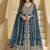 Teal blue embroidery codding sequence work with chinon silk anarkali suit